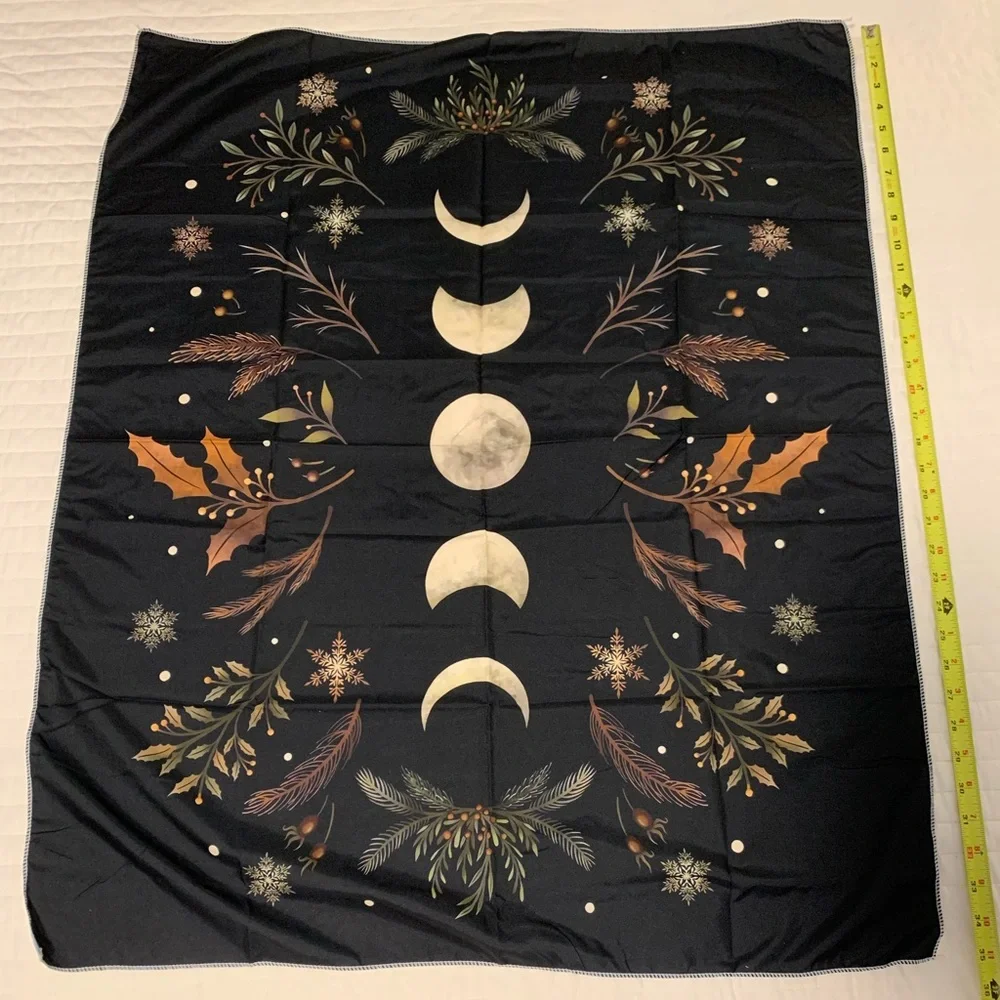 Moon phases tapestry solar eclipse floral fall pine crescent half full lunar